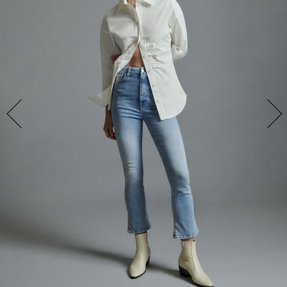 7 For All Mankind Merton Sky Blue slim kick Cropped Jeans - 32